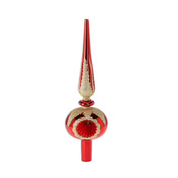TREE TOPPER - RED 28.5 CM WITH GOLD PATTERN
