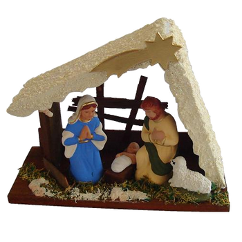 SMALL NATIVITY SCENE SNOWED