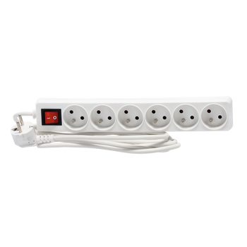 EXTENSION CORD POWER STRIP WITH SWITCH 6 SOCKETS 3 M WHITE