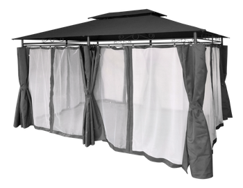 GARDEN GAZEBO WITH SIDE CURTAINS - DARK GREY 3 X 4M *0389
