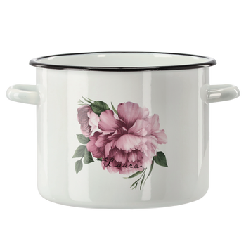 GARNEK EMALIOWANY 5,5 L 22 CM BIAŁY PIWONIA LAURA *9242