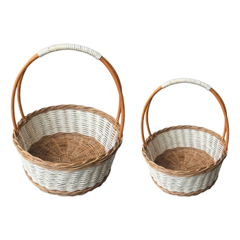 ZESTAW 2 KOSZYKÓW RATTANOWYCH Z UCHWYTEM – NATURALNY Z BIAŁYM