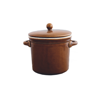 1L CERAMIC POT BROWN WITH LID