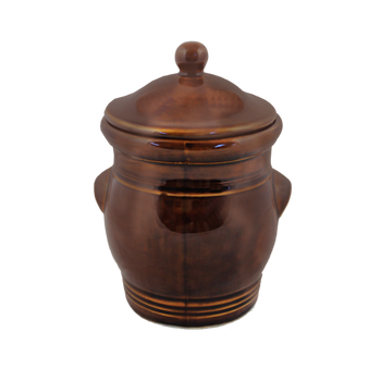 ROUND POT 3 L + LID BROWN