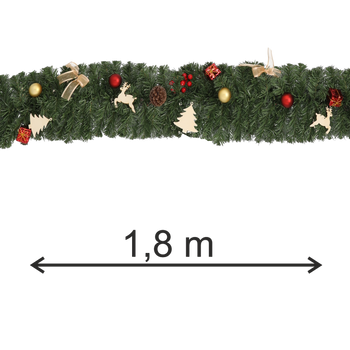 CHRISTMAS DECORATION - GARLAND 1,8 M RED-GOLD