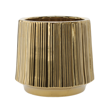 CERAMIC COVER FOR A POT 44 x 44 x 40 CM GOLD WITH STRIPES