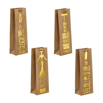 GIFT BAG FOR WINE BROWN 36 X 12,5 X 8,5 CM PACK=48PCS