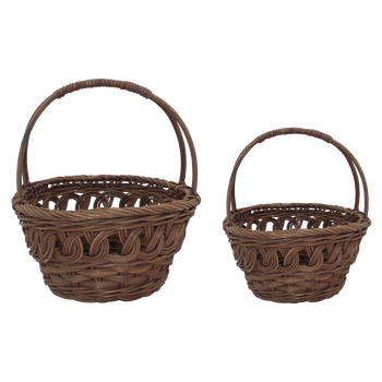 ZESTAW 2 KOSZYKÓW RATTANOWYCH Z UCHWYTEM – BRĄZOWY