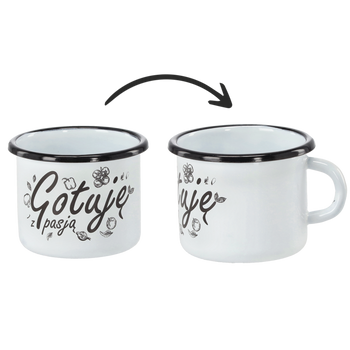 ENAMEL MUG 0.5 L 8 CM WHITE COOK WITH PASSION