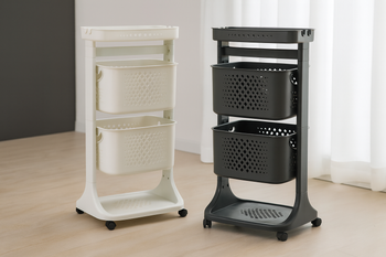 PLASTIC STAND WITH TWO BASKETS