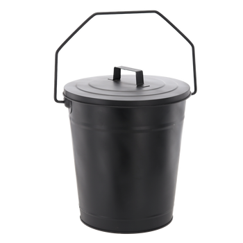 ASH COAL BUCKET WITH LID BLACK 12"