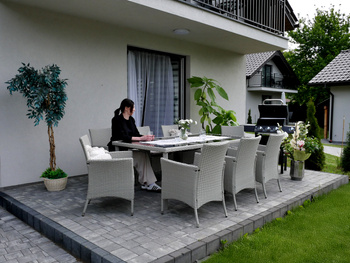 GARDEN FURNITURE SET / 8 CHAIRS + LARGE TABLE / GREY *3661