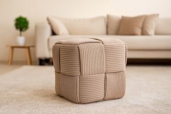 WOVEN CUBE POUF 40 X 40 X 40 CM GREY