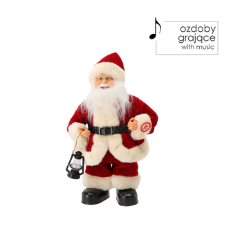 SANTA CLAUS WITH LANTERN 30 CM - DANCING - SINGING