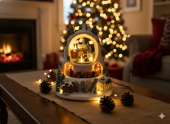 CHRISTMAS MUSIC BOX LED WINTER VILLAGE WITH TRAIN