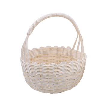 RATTAN BASKET 24 x 14/27 CM WITH HANDLE - WHITE