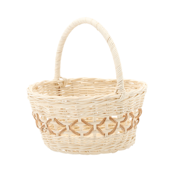 RATTAN BASKET 22 x 11/23 CM WITH HANDLE WHITE WITH NATURAL