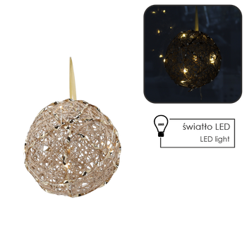 CHRISTMAS DECORATION - LED BALL 15 CM CHAMPAGNE GOLD