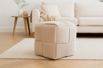 WOVEN CUBE POUF 40 X 40 X 40 CM CREAM