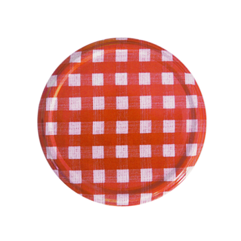 SET OF 10 LIDS DIA 82 RED CHECKERED