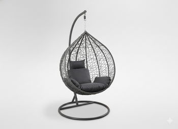 FOTEL WISZĄCY ROZM. L CIEMNOSZARY, PODUSZKA - CIEMNOSZARA, RAMA - CIEMNOSZARA