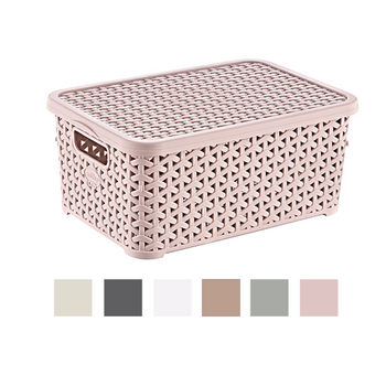 RATTAN BIN WITH LID 10L