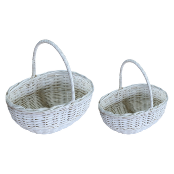 ZESTAW 2 KOSZYKÓW RATTANOWYCH Z UCHWYTEM – BIAŁY