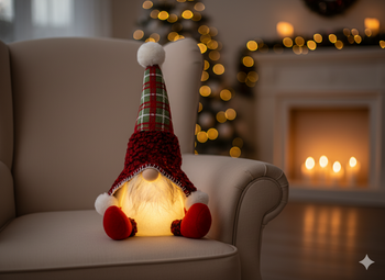 CHRISTMAS GNOME SITTING RED 22 X 17 X 34 CM LED