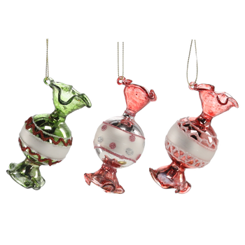 GLASS BAUBLE - CANDY MIX DESIGNS 4 x 8 CM