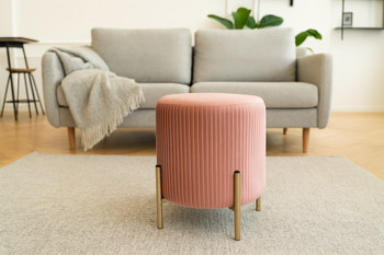 ROUND POUF WITH LEGS 28 X 42 CM PINK
