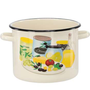 GARNEK EMALIOWANY 5,5 L 22 CM KREMOWY OLIWKA *7473