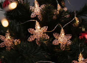 LED LIGHT CHAIN SNOWFLAKES 10 L ROSE GOLD WARM WHITE