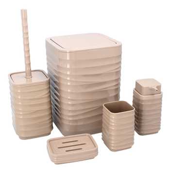 5-PIECE BATHROOM SET SQUARE BROWN