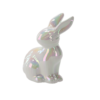 EASTER FIGURINE – PEARL WHITE CERAMIC BUNNY 11 x 7,8 x 13,5 CM PACK=6 PCS