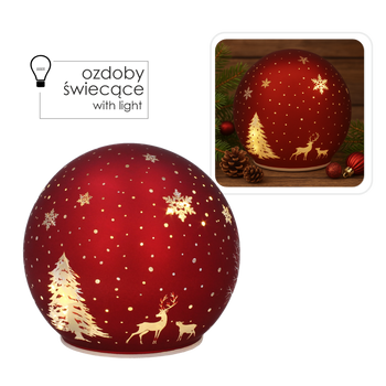 GLASS BAUBLE - RED CHRISTMAS TREE 12 x 11 CM