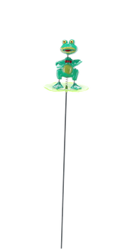DECORATION ON A STAKE FOR A PLANT POT/GARDEN – FROG 11 CM / 50 CM