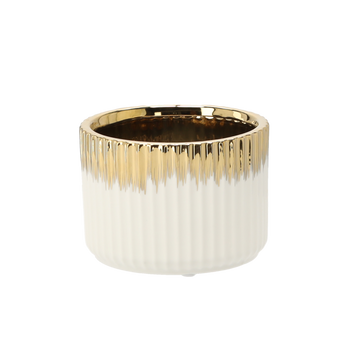 CERAMIC COVER FOR A POT 15 x 15 x 10,5 CM GOLD AND WHITE