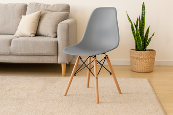 KRZESŁO NOWOCZESNE NA DREWNIANYCH NOGACH - SZARE *7820