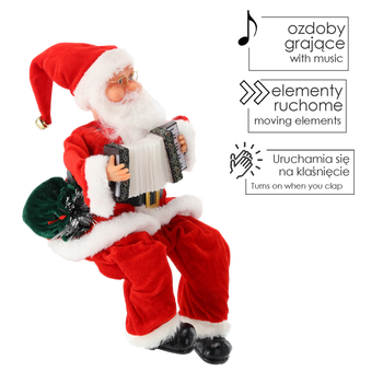 SANTA CLAUS WITH ACCORDION - PLAYING LED 40,5 CM