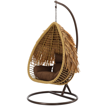 HANGING CHAIR AZTEC - JUTE, CUSHION - BROWN, FRAME - BROWN