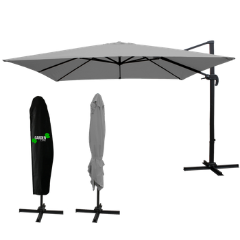 GARDEN UMBRELLA "ROMA" 3 X 3 M GRAY WITH COVER