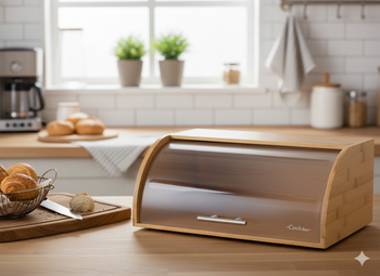CHLEBAK NIGELLA - BAMBUSOWY Z POKRYWĄ Z TWORZYWA SZTUCZNEGO 41 x 28 x 17 CM