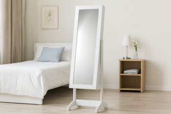JEWELRY CABINET WITH MIRROR WHITE 34 X 35.5 X 140 CM