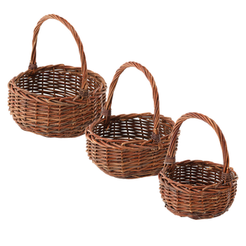 ZESTAW 3 KOSZYKÓW WIKLINOWYCH Z RĄCZKĄ – JASNOBRĄZOWY
