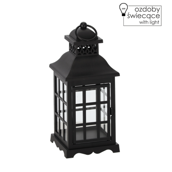 EMPTY LANTERN WITH DOORS GRID-BLACK*5725