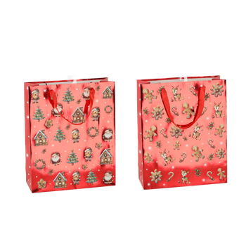 CHRISTMAS GIFT BAG "CHRISTMAS GINGERBREADS" 26 x 32 x 10 CM MIX DESIGNS