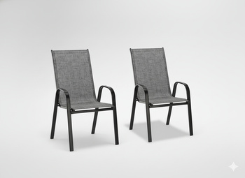 KPL. 2 KRZESEŁ OGRODOWYCH SZARYCH 54 x 72 x 96
