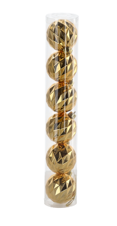 SET DE 6 BILE DE DECORAT 6 CM ROȘII/URMĂR/AURII *7108