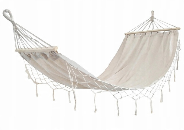 HAMAK Z FRĘDZLAMI BOHO 200 x 100 CM BEŻOWY *3286