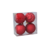 SET OF 4 BAUBLES 8 CM RED/GOLD/SILVER